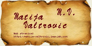 Matija Valtrović vizit kartica